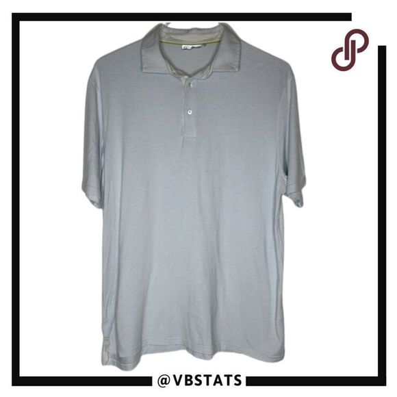 tasc Gray/White/Blue Striped SS Polo in Size Large - Picture 1 of 5